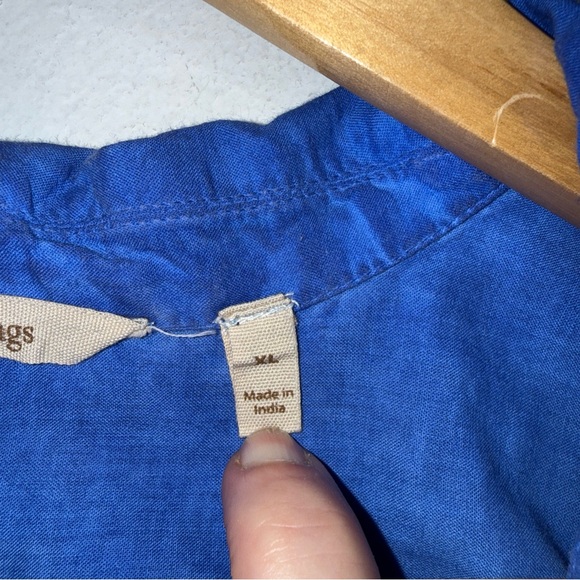 soft surroundings Sedona Stone wash Blue Tunic Collar Top Cotton XL - Picture 3 of 4